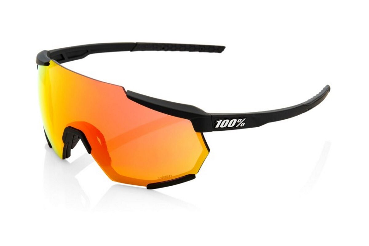 Gafas ciclismo 100% - RACETRAP® - Soft Tact Black Hiper Red Multilayer Mirror Lens