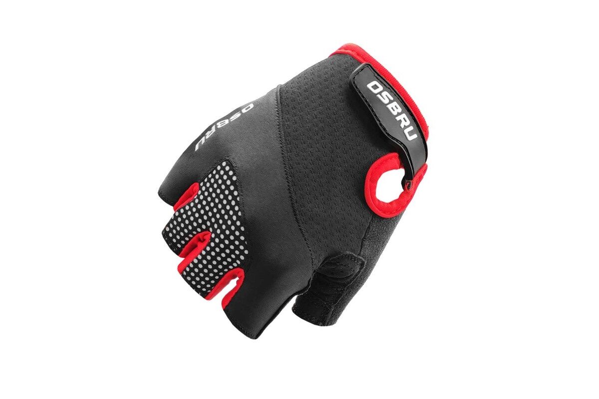 Guantes cortos ciclismo OSBRU EVOLUTION DOMI - Black/Red - Imagen 2