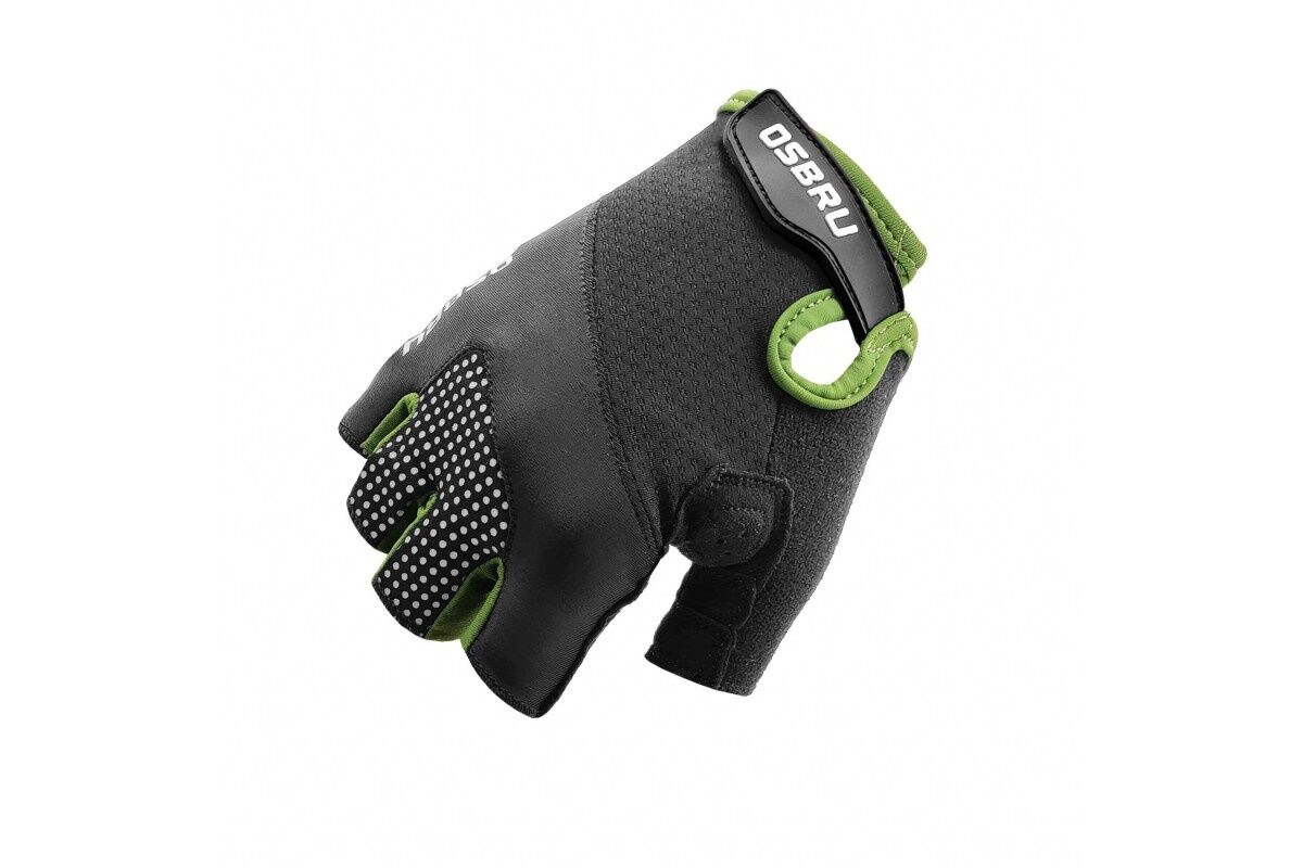 Guantes cortos ciclismo OSBRU EVOLUTION DOMI - Black/Green - Imagen 2